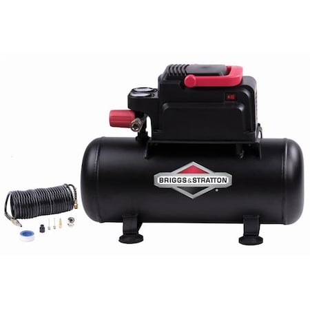 Briggs & Stratton Briggs & Stratton 1000985 100 PSI 0.3 HP 3 gal Horizontal Portable Air Compressor Kit; Black 1000985